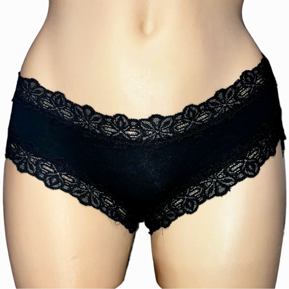 *5 for $25!* Victorias Secret PINK Y2K Vintage Black Cotton Cheekster Panty S